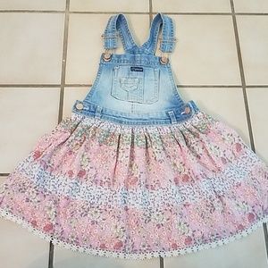 Toddler girl floral overall dress